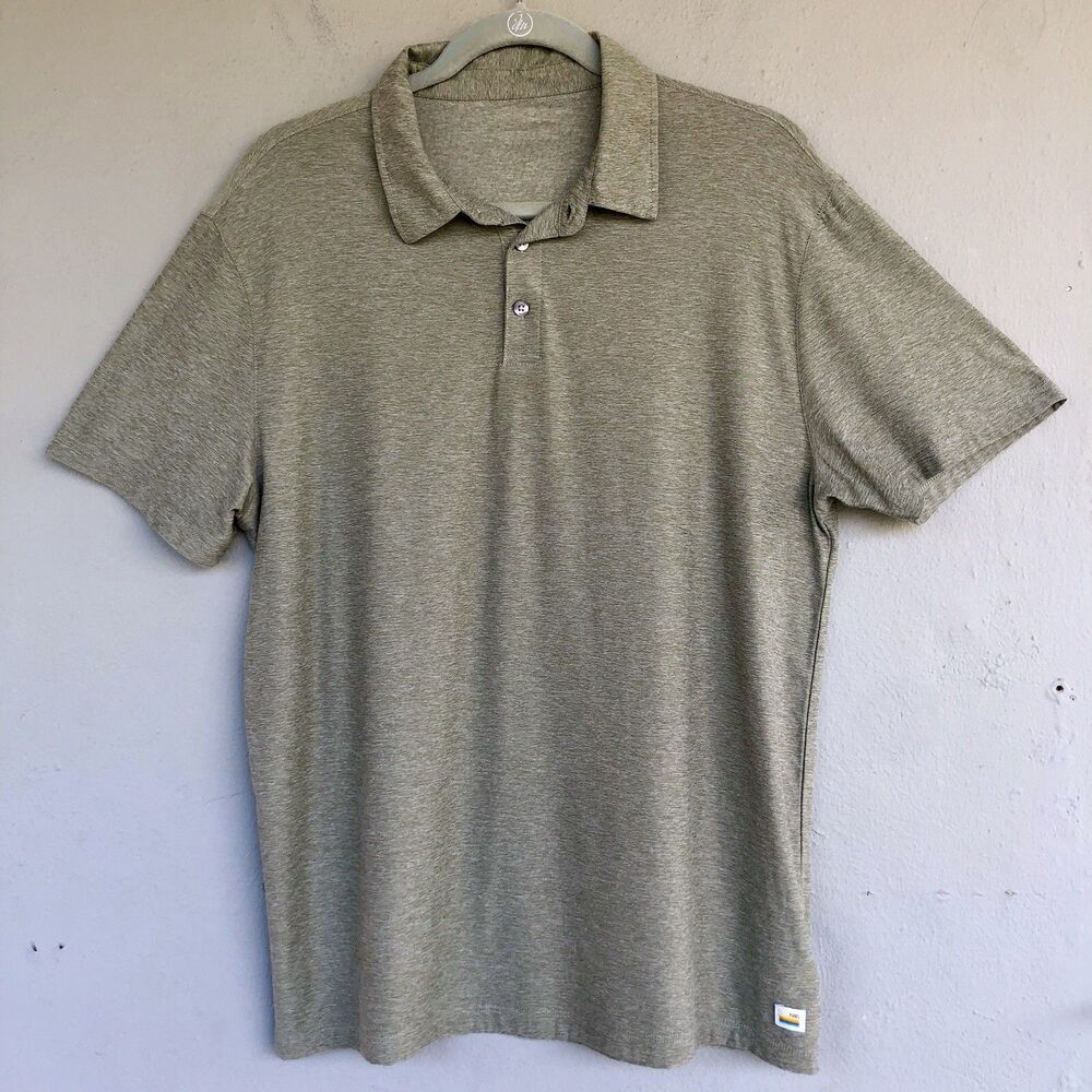 Vuori Polo Shirt L Green Performance Strato Stretch Short Sleeve Golf Athletic